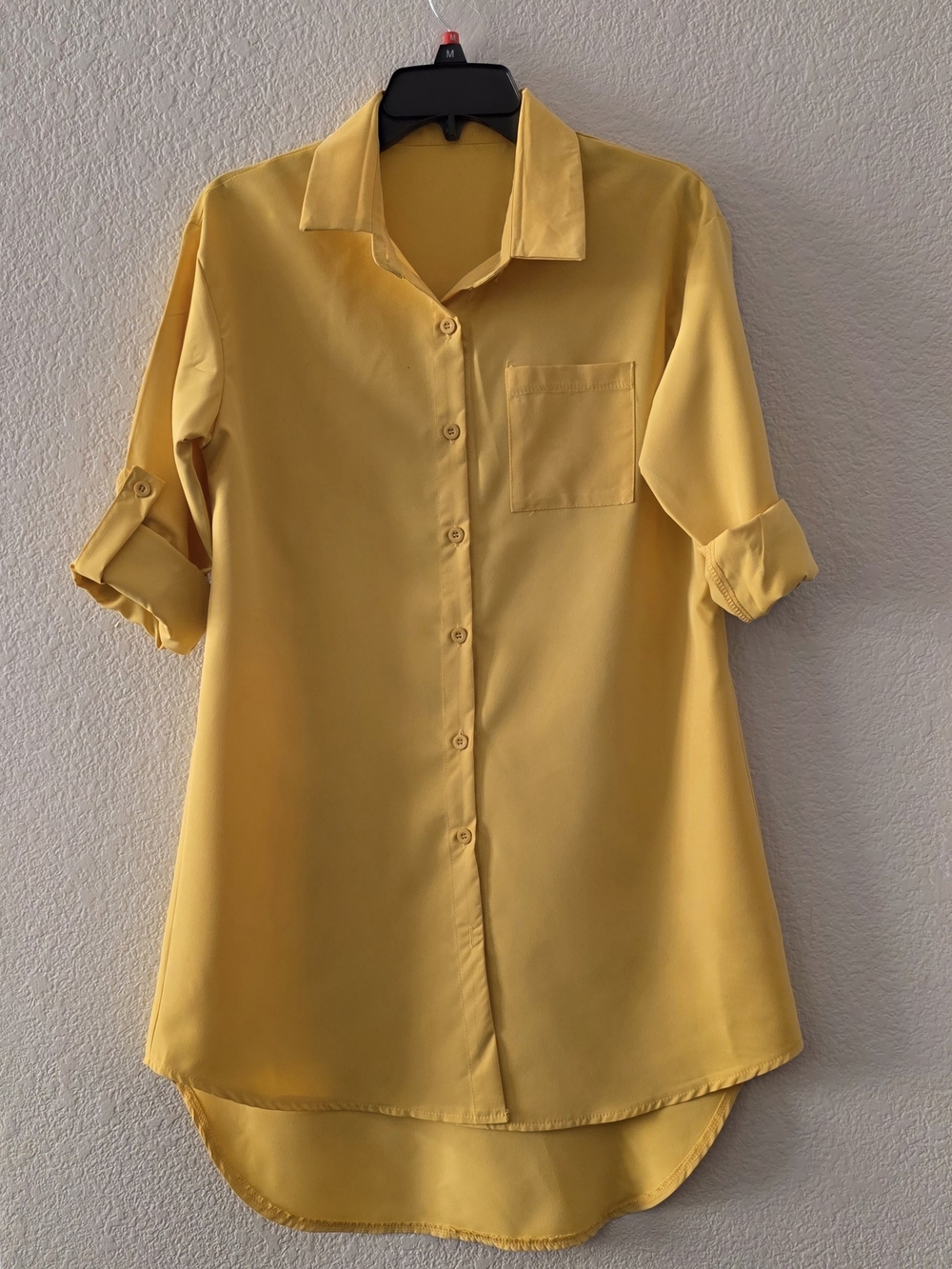 Women's Yellow Button-Front High-Low Shirt